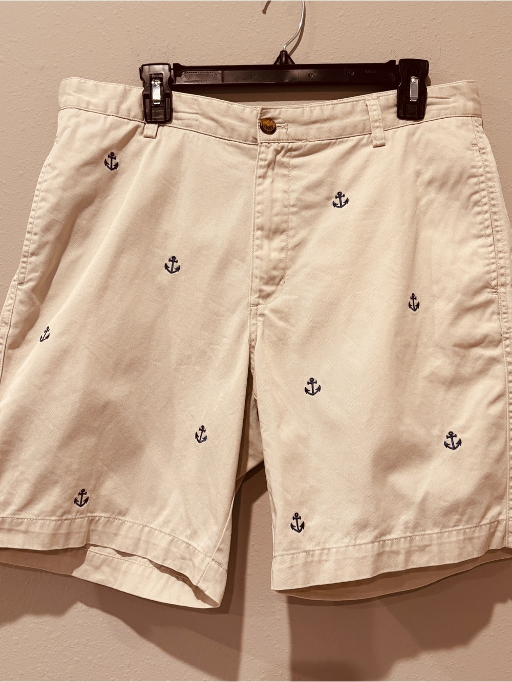 Chaps Cream Embroidered Anchor Cotton Shorts Travel Summer Vacation Comfy Preppy